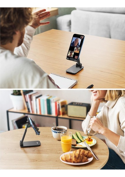 Katlanabilir Çok Açılı Yükseklik Ayarlı Telefon Standı, Siyah, 20435