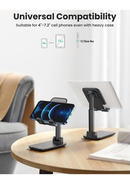Katlanabilir Çok Açılı Yükseklik Ayarlı Telefon Standı, Siyah, 20435