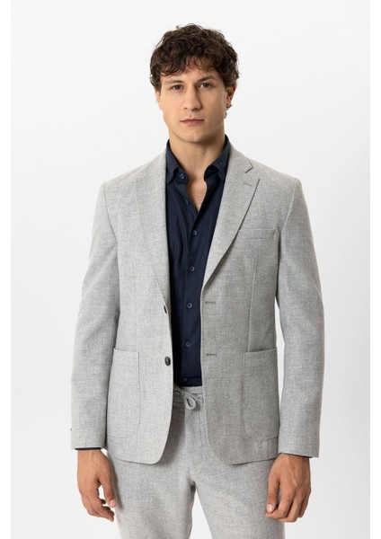 Açık Gri Slim Fit Mono Yaka Yünlü Ceket fiyatları