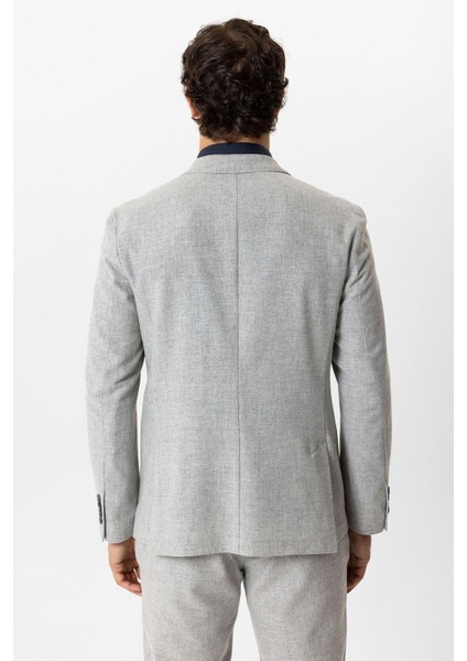Açık Gri Slim Fit Mono Yaka Yünlü Ceket indirimleri