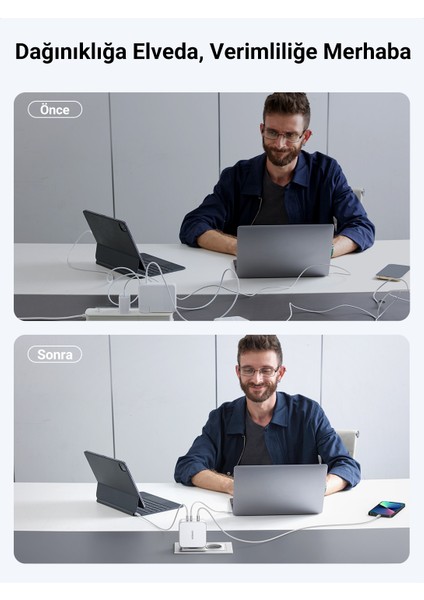 Nexode 140W Gan 3 Portlu Hızlı Şarj Cihazı 1xusb-A, 2xusb-C Qc 4.0 Pd 3.1, Beyaz, 15339