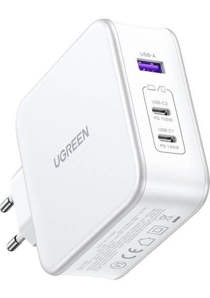 Nexode 140W Gan 3 Portlu Hızlı Şarj Cihazı 1xusb-A, 2xusb-C Qc 4.0 Pd 3.1, Beyaz, 15339