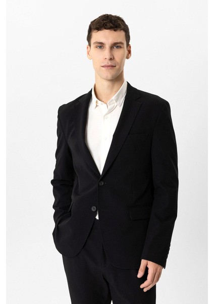 Siyah Slim Fit Mono Yaka %100 Pamuk Ceket fiyatları