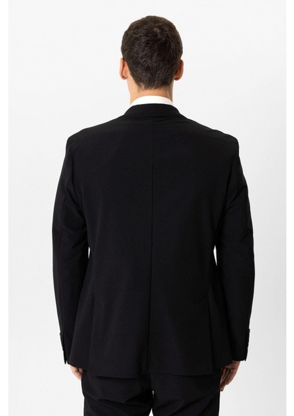 Siyah Slim Fit Mono Yaka %100 Pamuk Ceket fırsatları