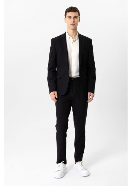 Siyah Slim Fit Mono Yaka %100 Pamuk Ceket indirimleri