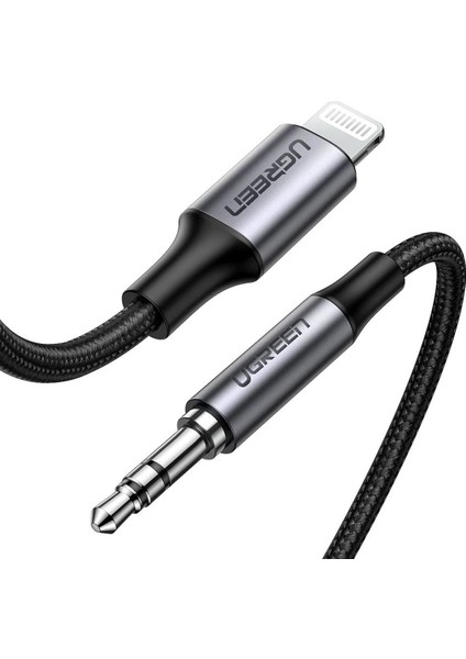 Mfi Sertifikalı Lightning to 3.5mm Örgülü Ses Kablosu, 1 Metre, Siyah, 70509