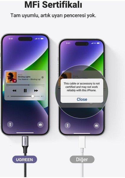 Mfi Sertifikalı Lightning to 3.5mm Örgülü Ses Kablosu, 1 Metre, Siyah, 70509
