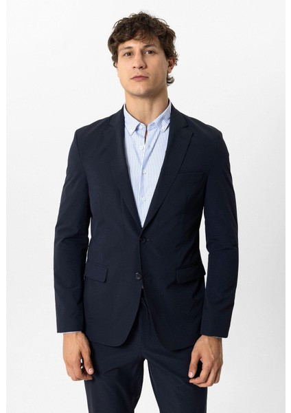 Lacivert Slim Fit Mono Yaka Ceket fiyatları