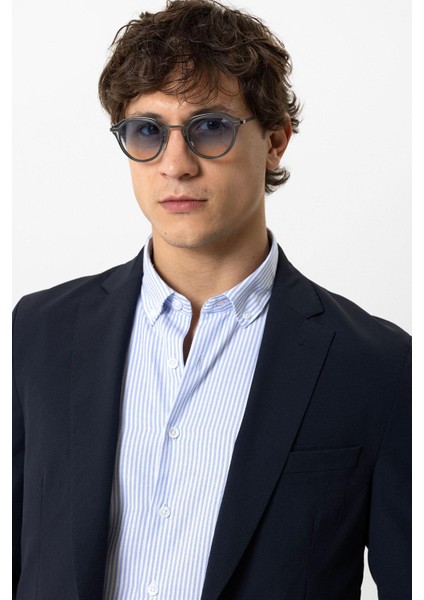 Lacivert Slim Fit Mono Yaka Ceket modelleri