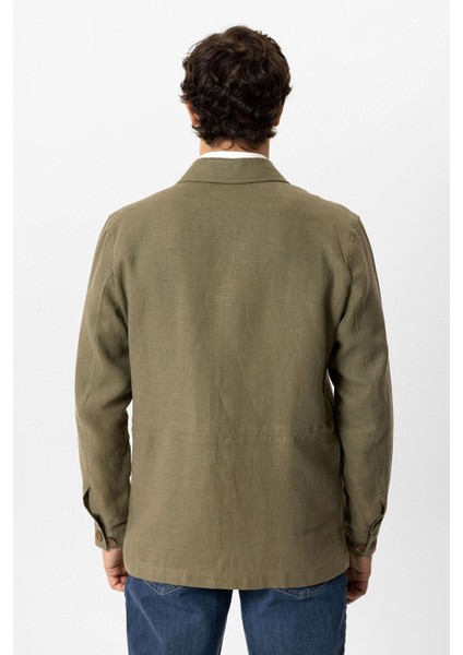 Haki Regular Fit Gömlek Yaka Keten Ceket indirimleri