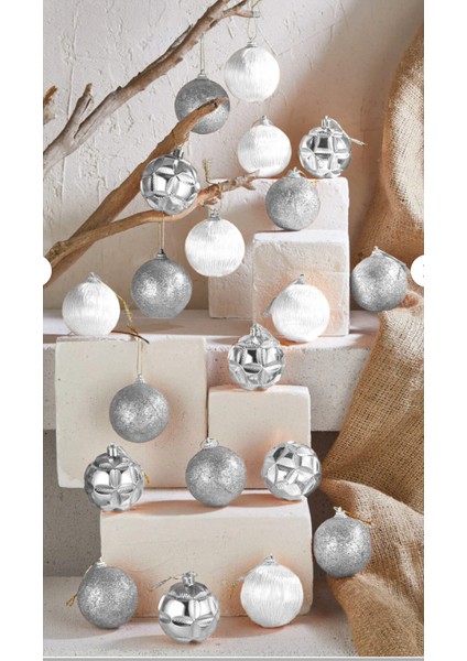 Yılbaşı Süs 24LÜ Set Gümüş