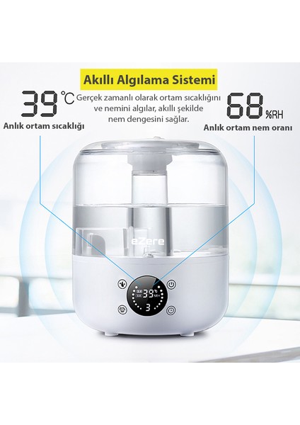 TH-413 Akıllı Dijital Hava Nemlendirici | 3l Kapasite, Dokunmatik Panel, Uzaktan Kumanda, Sessiz Çalışma indirimleri