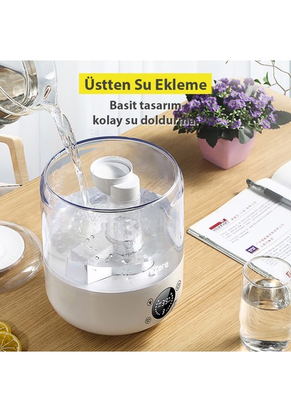 TH-413 Akıllı Dijital Hava Nemlendirici | 3l Kapasite, Dokunmatik Panel, Uzaktan Kumanda, Sessiz Çalışma
