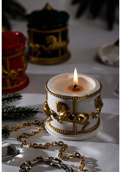 Beyaz Beton Mumluk, Yılbaşı ve Masal Atmosferi Için Şık Dekorasyon Seçeneği modelleri