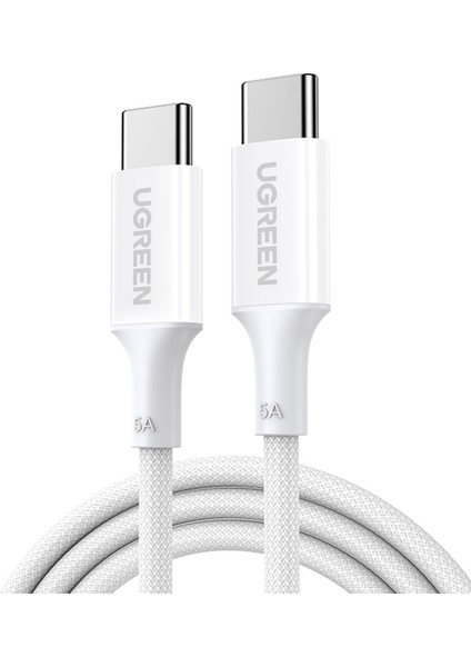 Usb-C 100W 5A Qc Pd Örgülü Hızlı Şarj Kablosu, 1 Metre, Beyaz, 35220 modelleri