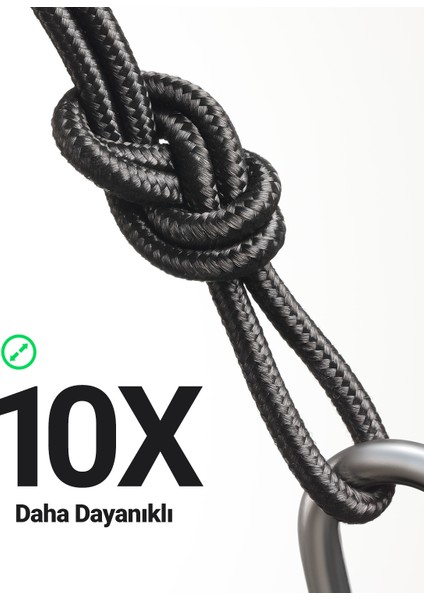 USB-C 60W 3A QC PD 90 Derece Örgülü Hızlı Şarj Kalosu, 1 Metre, Siyah, 50123