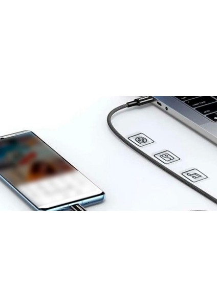 Usb-C 100W 5A Qc Pd Örgülü Hızlı Şarj Kablosu, 1 Metre, Siyah, 65249 modelleri