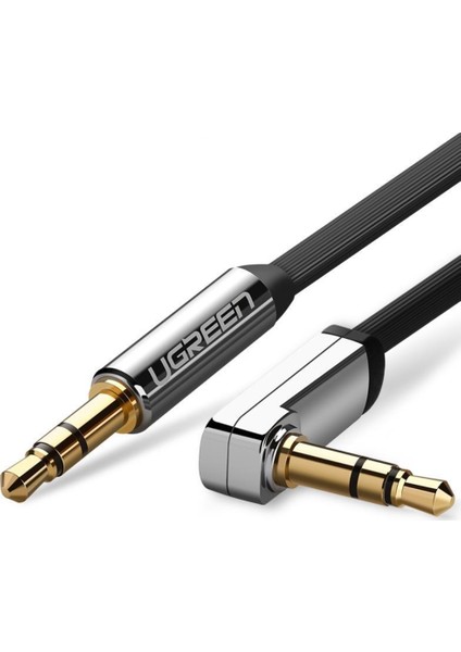 90 derece Dik Açılı 3.5mm Flat Aux Ses Kablosu 1 Metre, 10597