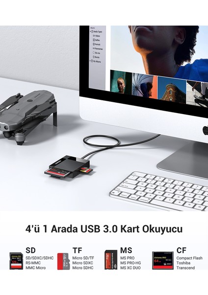 4-in-1 USB 3.0 Kart Okuyucu, 30333