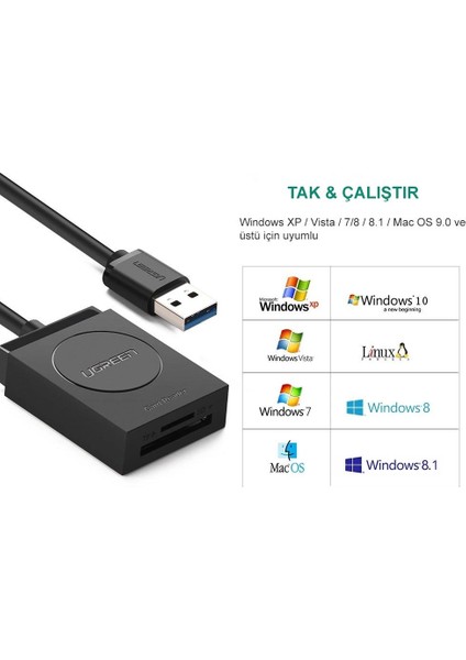 2-in-1 USB 3.0 SD/TF Kart Okuyucu, 20250 indirimleri