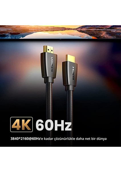 Örgülü 4K 18 Gb/s HDMI 2.0 Kablo Siyah, 2 Metre, 40410 fiyatları