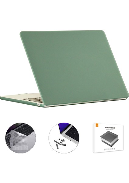 Macbook Air 15 (2025) / (2023) A2941 / A3114 (Ab Sürümü) Tpu Filmli Mat Dizüstü Bilgisayar Kılıfı + Fişler (Yurt Dışından)