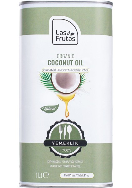 Organik Yemeklik Hindistan Cevizi Yağı 1 Litre 2'li Doğal & Soğuk Sıkım fiyatları