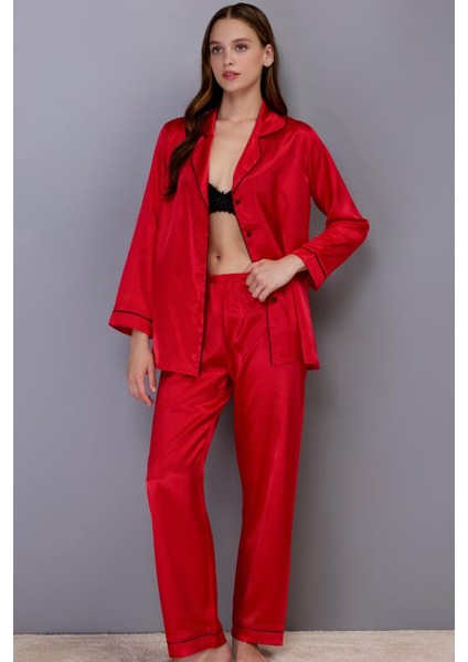3926 Kırmızı Saten Pijama Takımı fiyatları