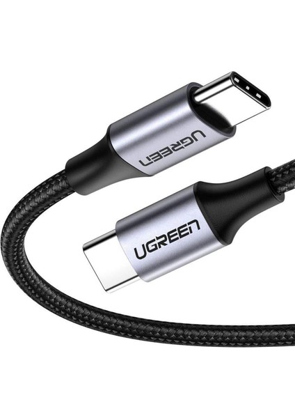 USB-C 60W 3A QC PD Örgülü Hızlı Şarj Kablosu, 2 m, Siyah, 50152