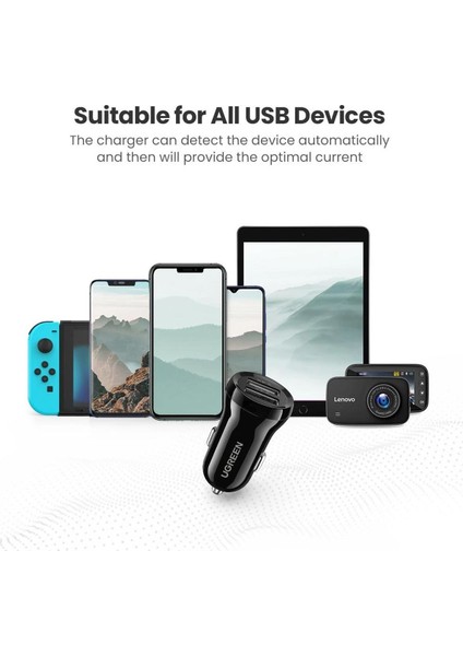 24W Araç Çakmaklık Şarj Cihazı 2xUSB-A, Siyah, 50875 modelleri