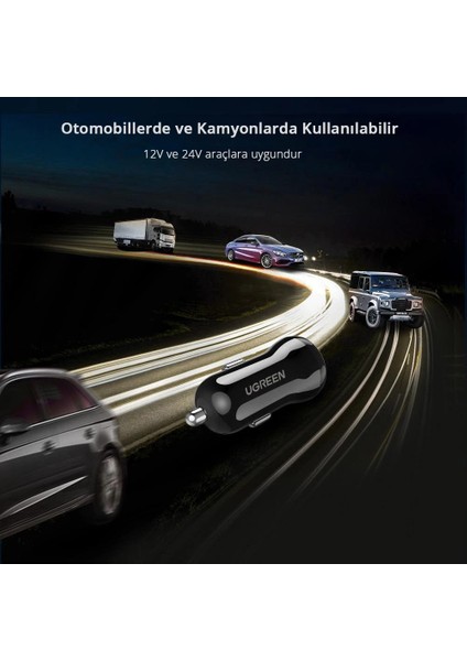 24W Araç Çakmaklık Şarj Cihazı 2xUSB-A, Siyah, 50875