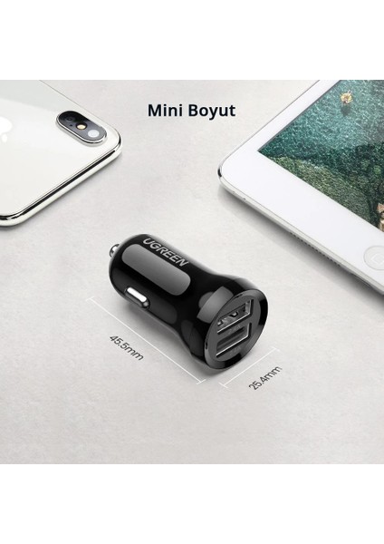 24W Araç Çakmaklık Şarj Cihazı 2xUSB-A, Siyah, 50875