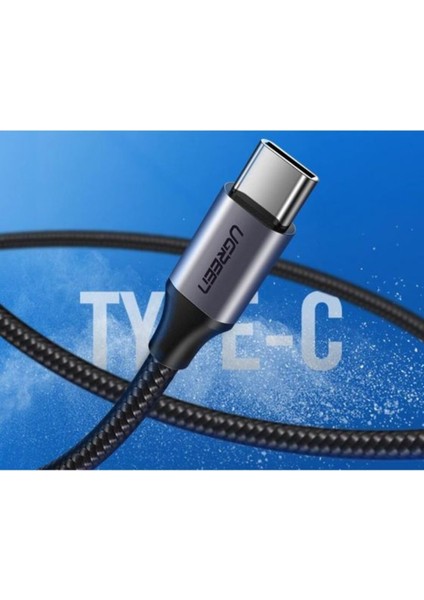 USB-C - USB-A 3A QC Örgülü Hızlı Şarj Kablosu, 2 m, Gümüş Beyazı, 60133