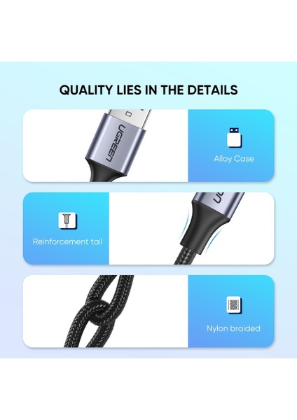 USB-C - USB-A 3A QC Örgülü Hızlı Şarj Kablosu, 1 m, Siyah, 60126 indirimleri