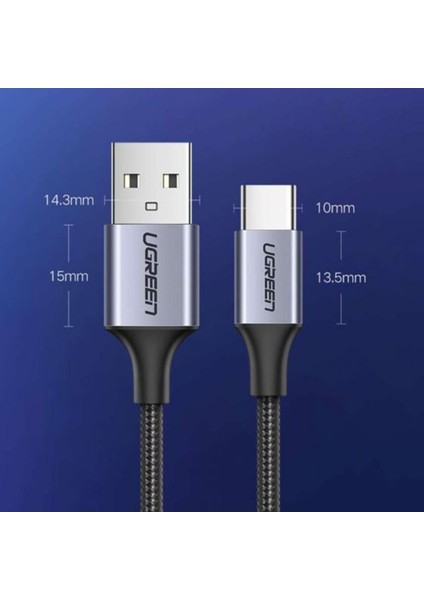 USB-C - USB-A 3A QC Örgülü Hızlı Şarj Kablosu, 1 m, Gümüş Beyazı, 60131 indirimleri