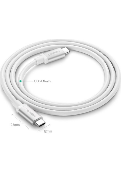 USB-C 60W 3A QC PD Hızlı Şarj Kablosu, 1 m, Beyaz, 60518 fiyatları