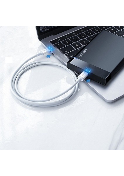 USB-C 60W 3A QC PD Hızlı Şarj Kablosu, 1 m, Beyaz, 60518 modelleri