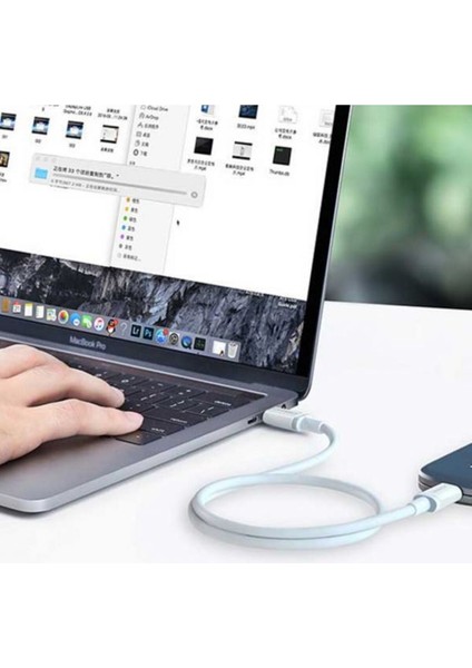 USB-C 60W 3A QC PD Hızlı Şarj Kablosu, 1 m, Beyaz, 60520
