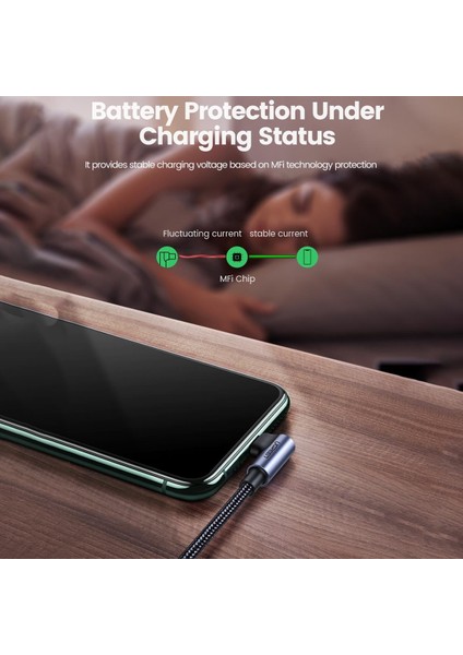 USB-C - Lightning 3A QC PD 90 Derece Örgülü Hızlı Şarj Kablosu, 2 m, Siyah, 60765 fiyatları