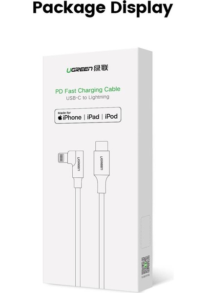USB-C - Lightning 3A QC PD 90 Derece Örgülü Hızlı Şarj Kablosu, 2 m, Siyah, 60765 fırsatları