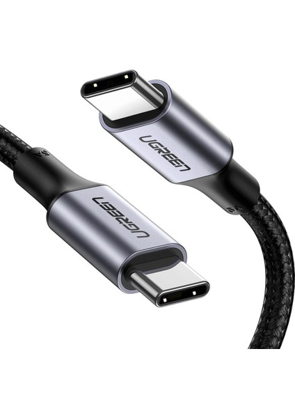 USB-C 100W 5A QC PD Örgülü Hızlı Şarj Kablosu, 1 m, Siyah, 70427