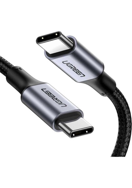 USB-C 100W 5A QC PD Örgülü Hızlı Şarj Kablosu, 1 m, Siyah, 70427