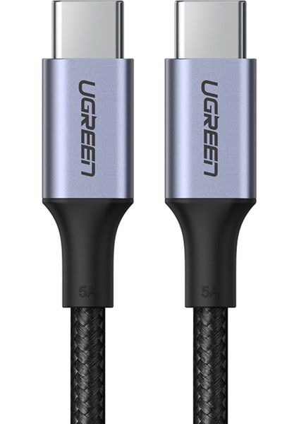 USB-C 100W 5A QC PD Örgülü Hızlı Şarj Kablosu, 2 m, Siyah, 70429
