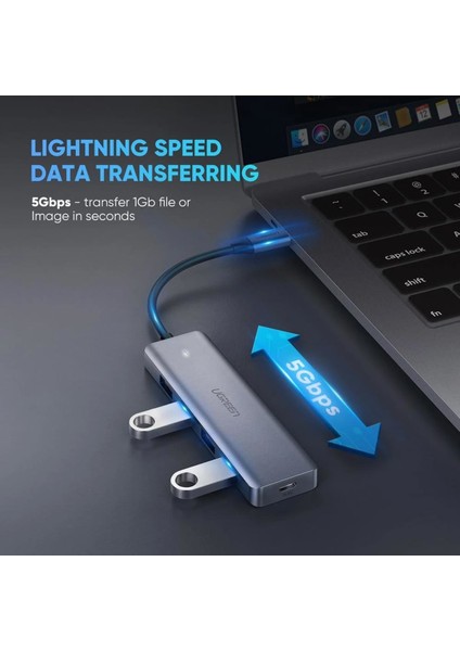 USB-C USB 3.0 4 Port USB Hub Çoklayıcı, Gri, 70336 modelleri