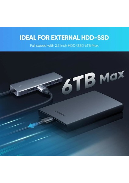 USB-C USB 3.0 4 Port USB Hub Çoklayıcı, Gri, 70336 fırsatları