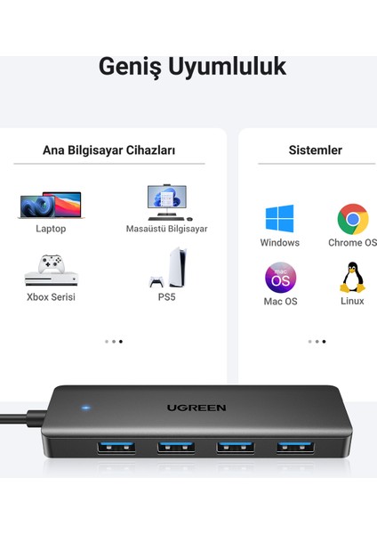 USB-C USB 3.0 4 Port USB Hub Çoklayıcı, Gri, 70336