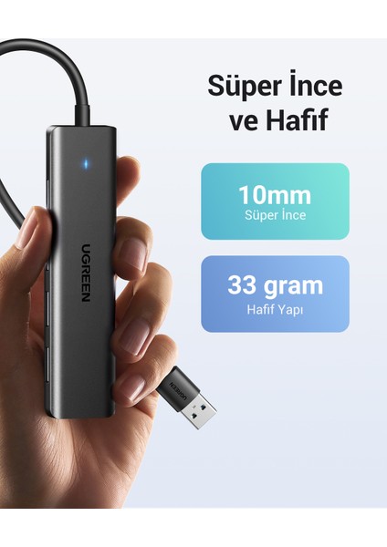 USB-C USB 3.0 4 Port USB Hub Çoklayıcı, Gri, 70336