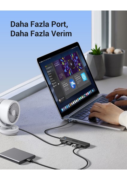 USB-C USB 3.0 4 Port USB Hub Çoklayıcı, Gri, 70336