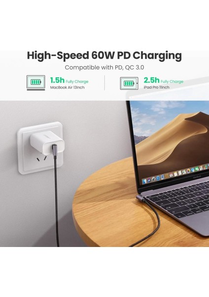 USB-C 60W 3A QC PD Çift Tarafı 90 Derece Örgülü Hızlı Şarj Kalosu, 1 m, Siyah, 70529 fırsatları