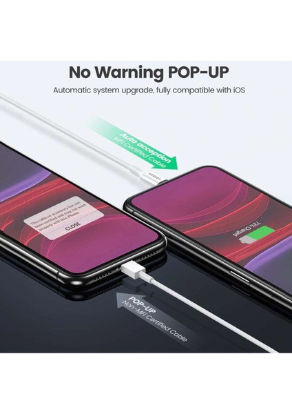 Lightning - USB-A MFi Sertifikalı İphone Hızlı Şarj Kablosu, 2 m, Siyah, 80823